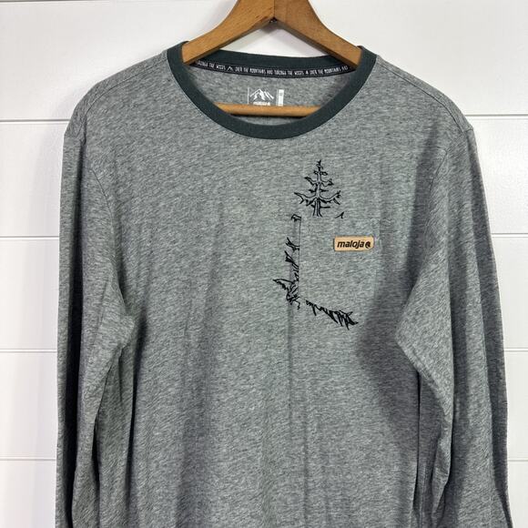 Maloja Long Sleeve Crewneck Graphic Tee Shirt Green sz M - Picture 2 of 7